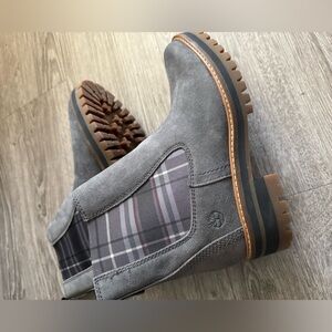 Timberland Gray Checkered Chelsea Boots